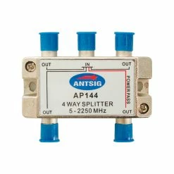 Discount 🛒 Australia Only - Antsig 4 Way Splitter With F Connector Outlets Metallic 🎉